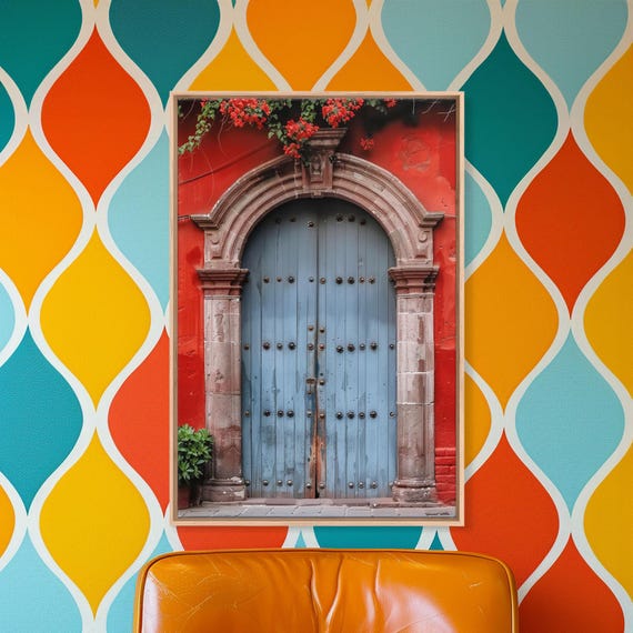 Change1 Indian Wall Art Colorful Indian Doors Framed Print Painting Print Traditional Hindu Architecture Ready To Hang