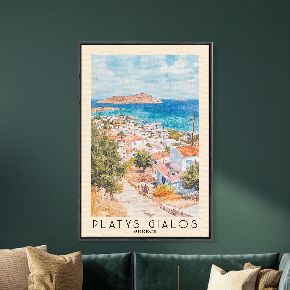 Platys Gialos Greece Island Town White Houses Aegean Sea View Travel Poster - Image 5