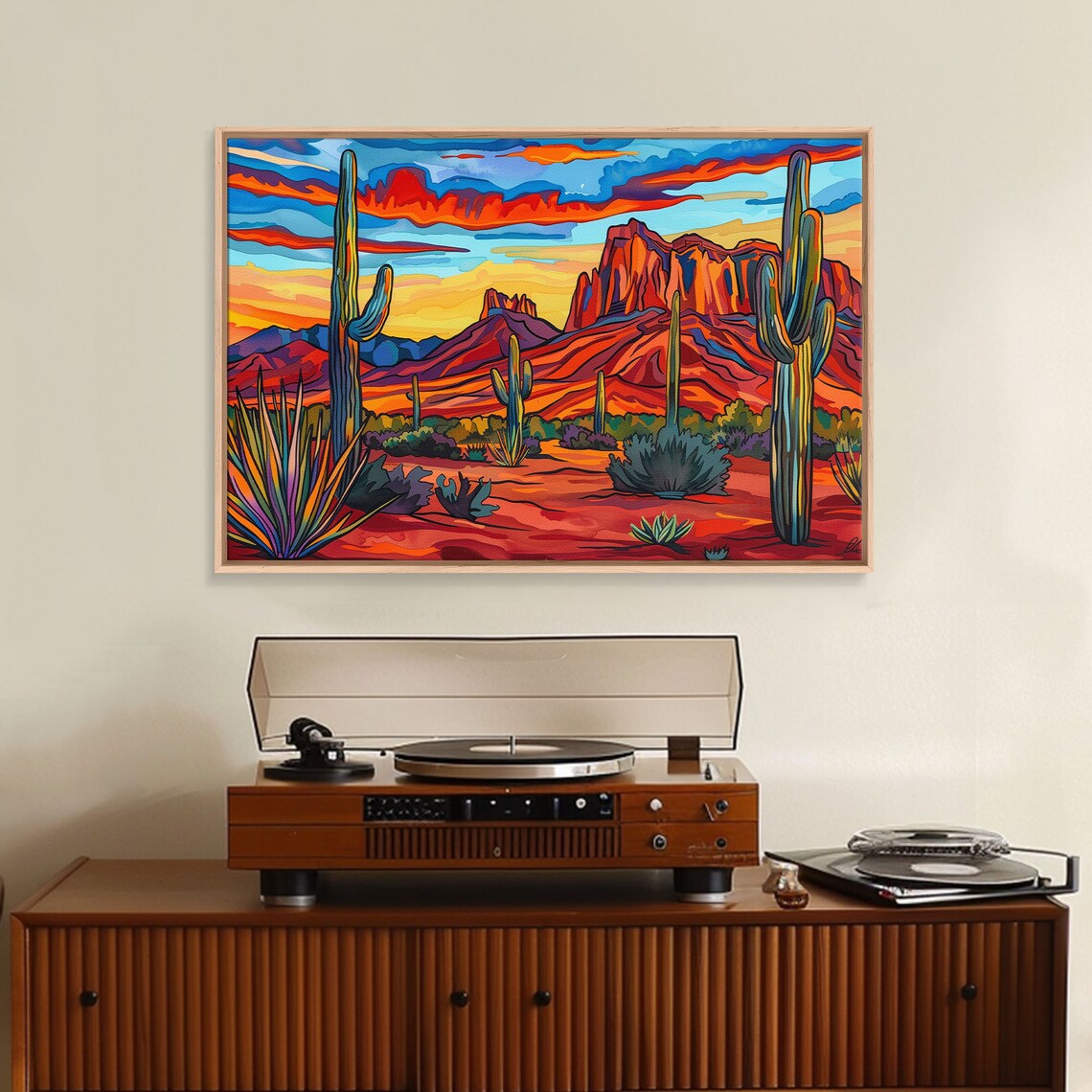 Retro Desert Landscape Art Print, Southwest Arizona - Image 3