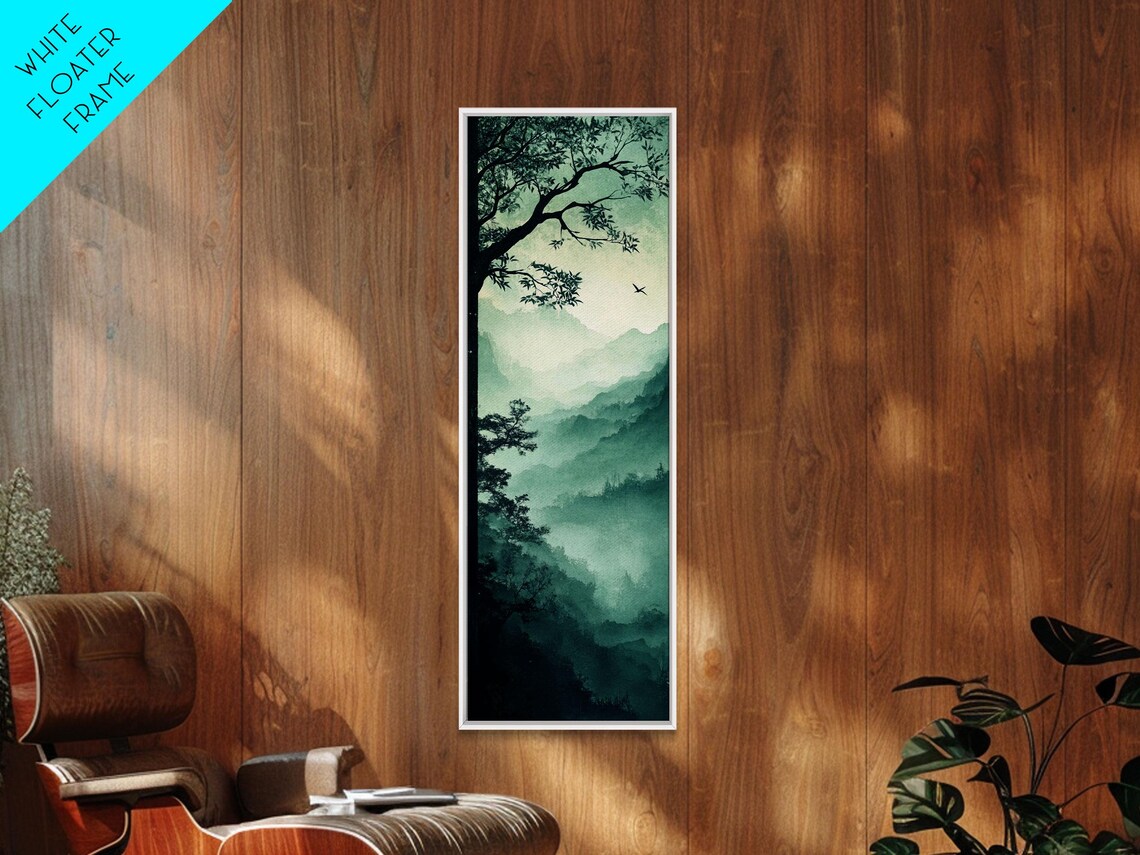 Misty Green Forest Mountain Panorama Zen Nature Scene Poster - Image 3