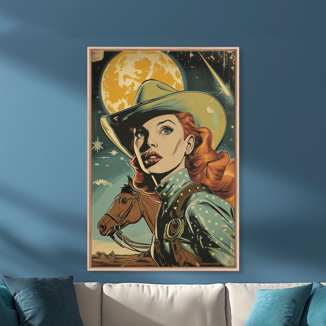 Cowgirl Space Age Art Print Framed And Printed Art Retro Futuristic Wall Art Cowgirl Poster Space Cowgirl Art Cowgirl Pop Art - Image 5