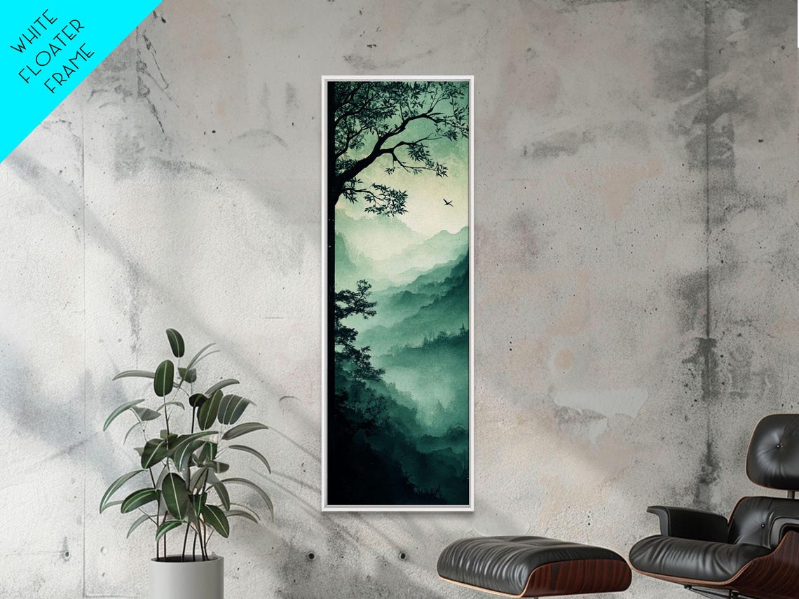 Misty Green Forest Mountain Panorama Zen Nature Scene Poster - Image 6