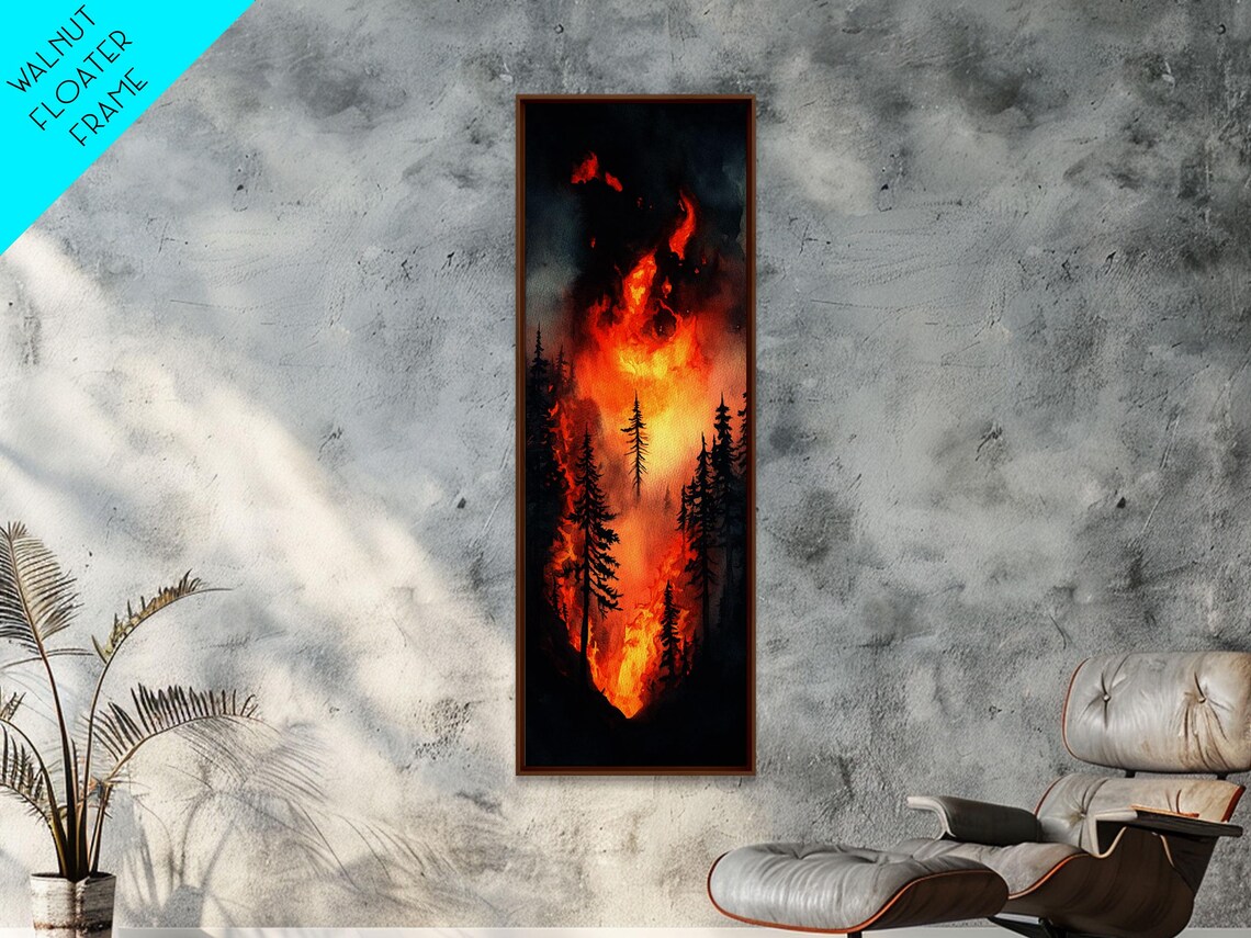 Intense Forest Fire Burning Pines Orange Flames Dramatic Scene Art Poster - Image 5