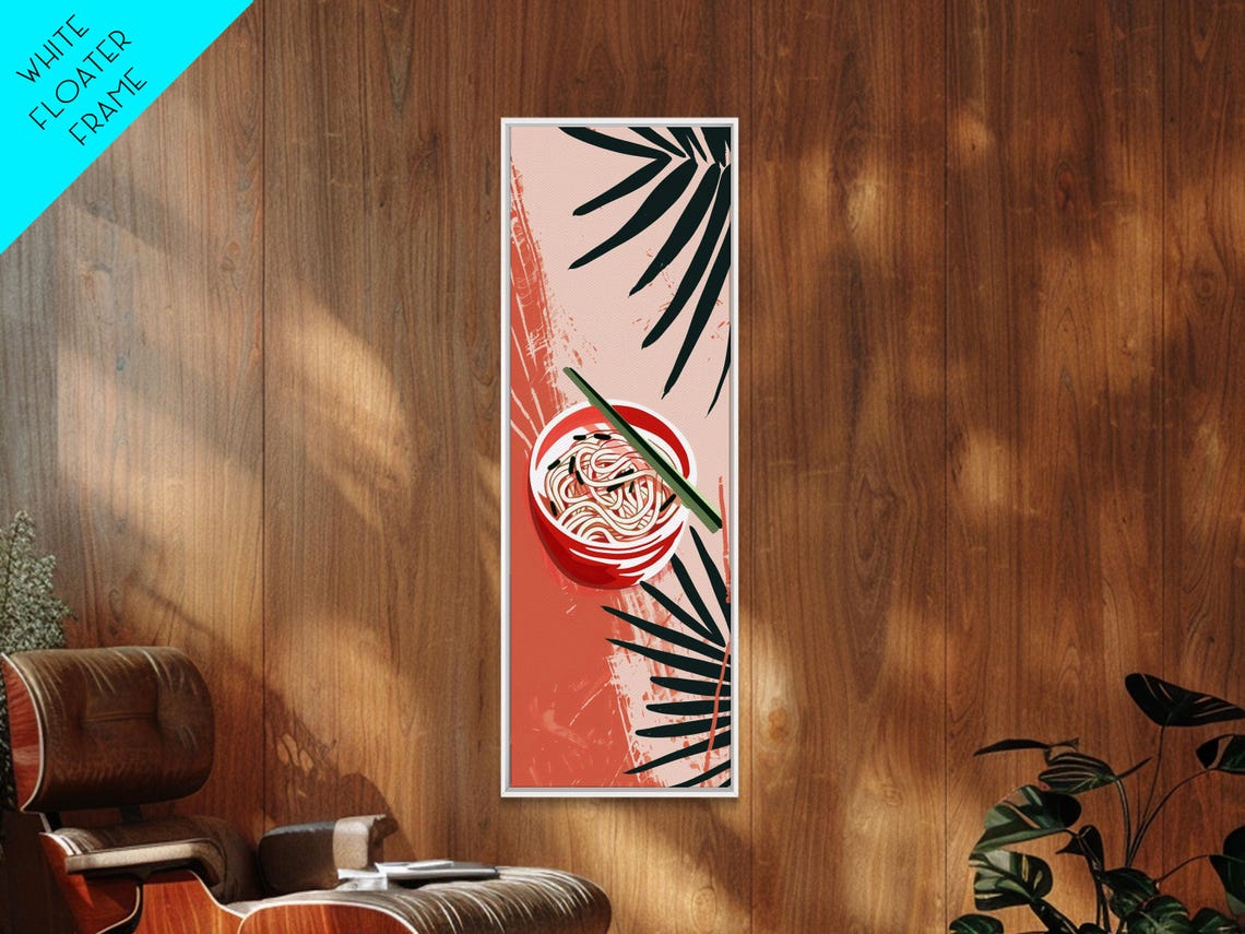 Ramen Noodle Bowl Chopsticks Coral Modern Japanese Kitchen Poster - Image 4