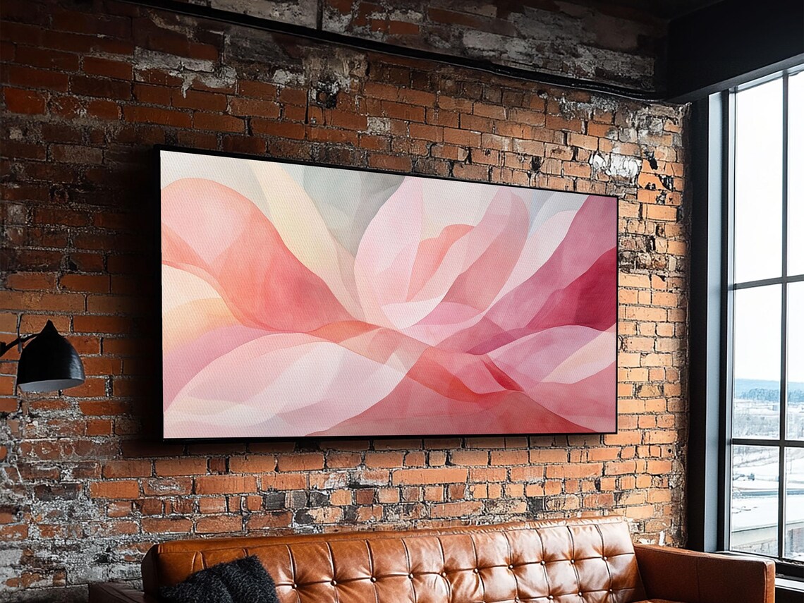 Pink Abstract Floral Petals Soft Watercolor Modern Bloom Wall Art - Image 5