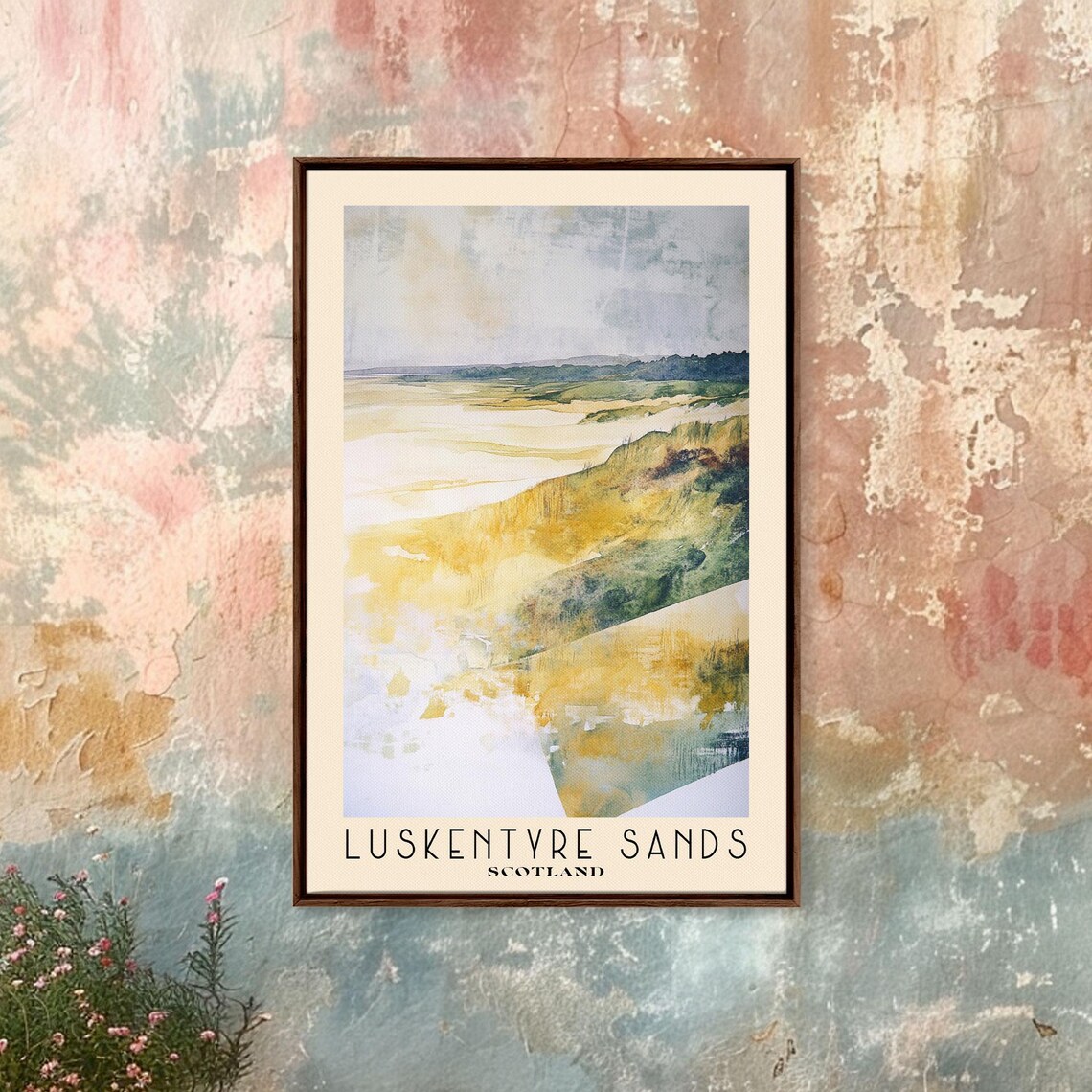 Luskentyre Sands Scotland Golden Dunes Grass Watercolor Abstract Poster - Image 5