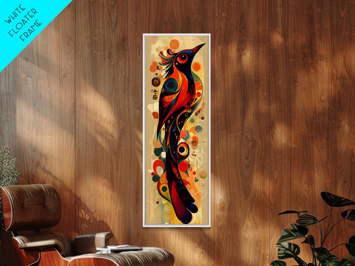 Bold Bird Design Framed Print Vibrant Peacock Wall Art Modern Whimsical Art Living Room Accent Bird Lover Gift Idea - Image 6