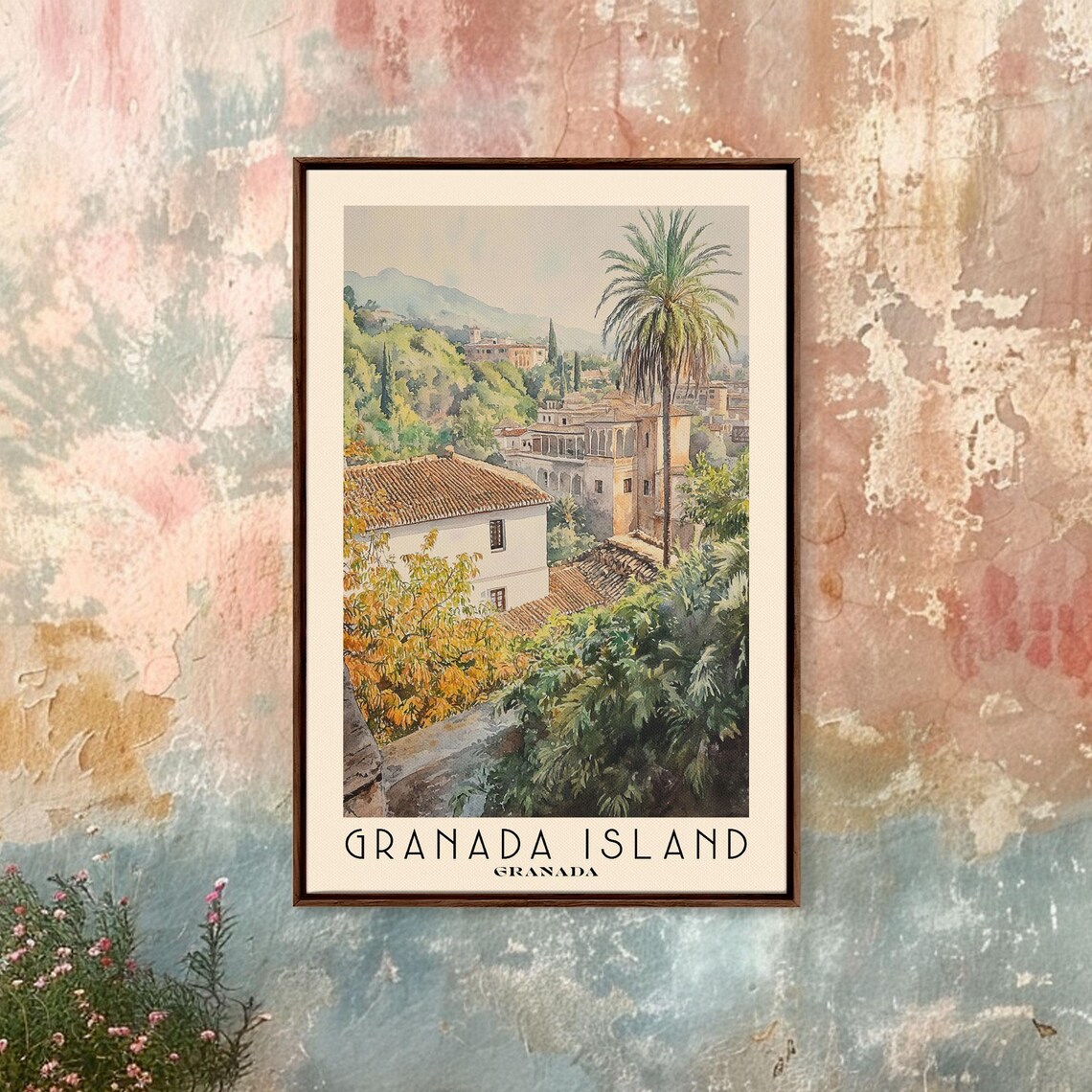 Granada Island Granada Terracotta Roofs Hillside Village Poster - Image 4