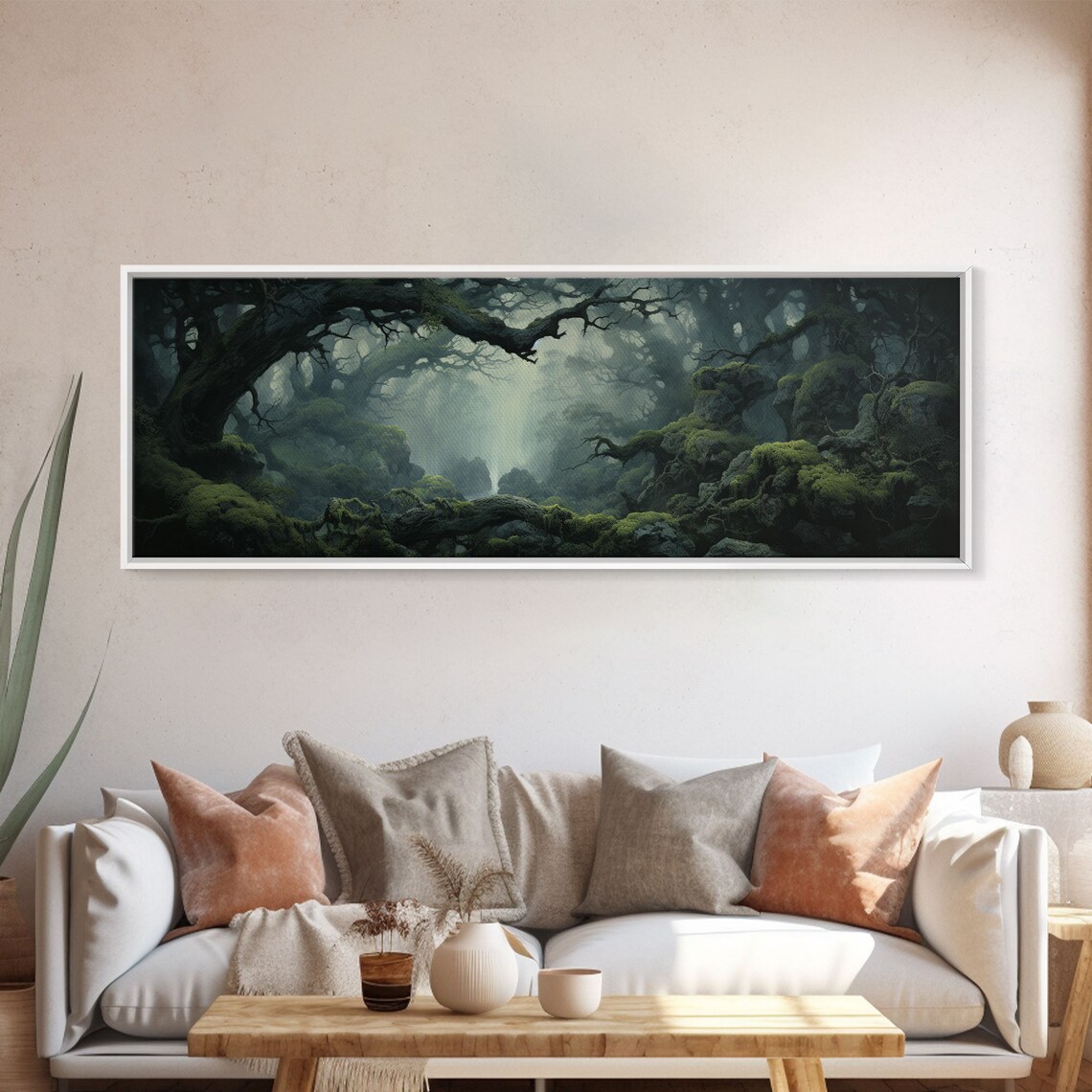 In The Forest, Panoramic Foggy Pine Forest Art Print - Image 5