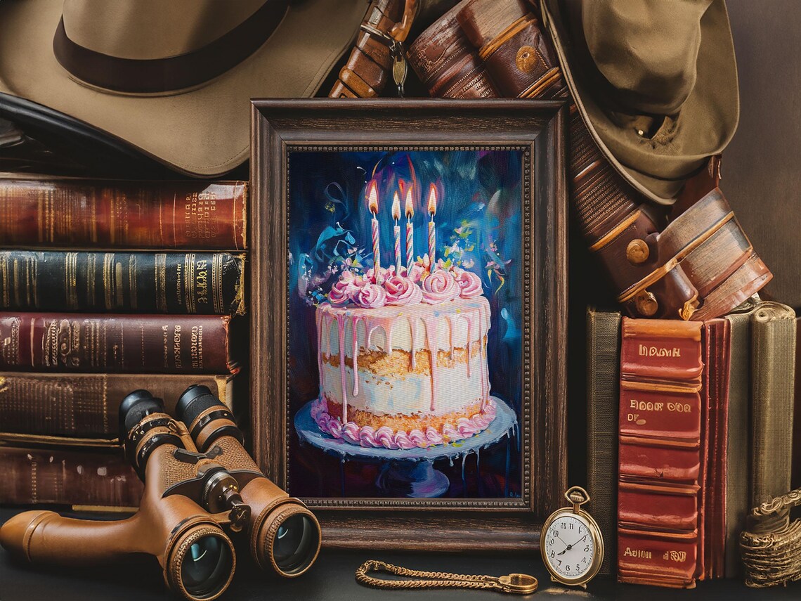 The Birthday Cake Abstract Print Oil Painting Of A Birthday Cake Kitchen Decor Food Review Kitchen Art Dining Room Art Nuevart - Image 6