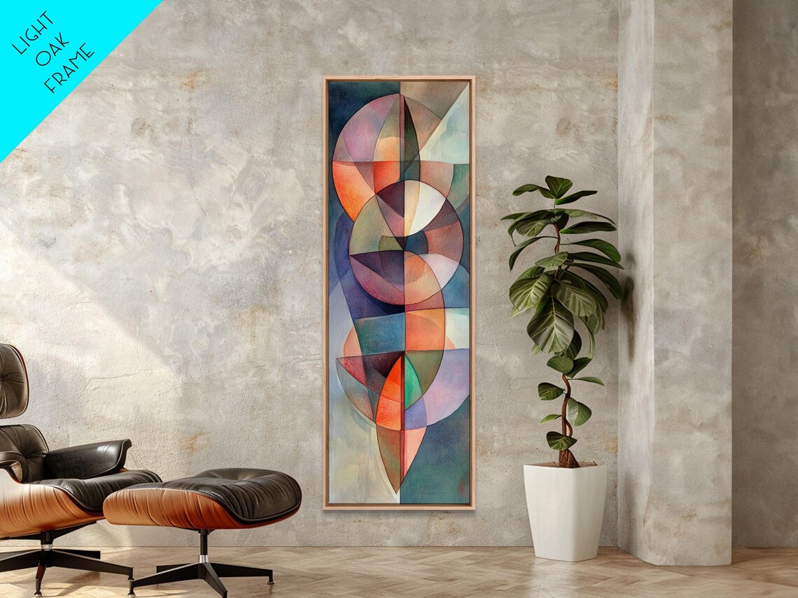 Pastel Geometric Circles Mid Century Modern Abstract Watercolor Art Poster - Image 6