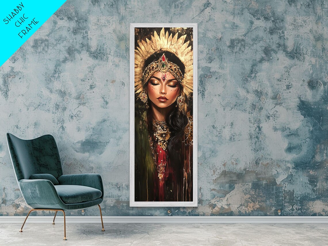 Golden Goddess Portrait Halo Dark Divine Feminine Art Poster - Image 5