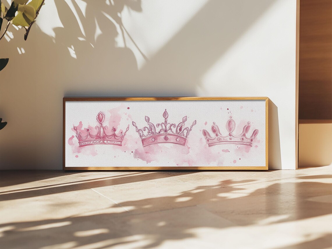 Pink Watercolor Crowns Trio Regal Princess Royal Feminine Glam Poster - Image 5