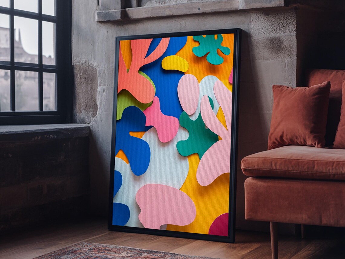 Bold Organic Shapes Paper Cut Colorful Modern Abstract Boho Wall Art - Image 2
