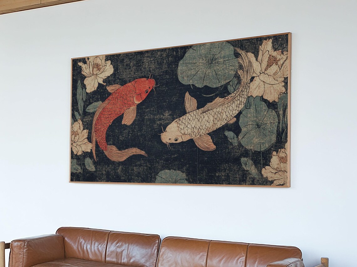 Wabi Sabi Koi Fish Painting, Japanese Wall Art Print - Image 3