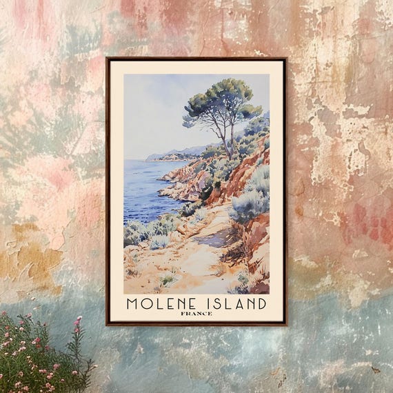 Molene Island France Watercolor Print Vacation Gift France Wall Art Beach Painting Beach Decor Large Wall Art Wood Frame Art