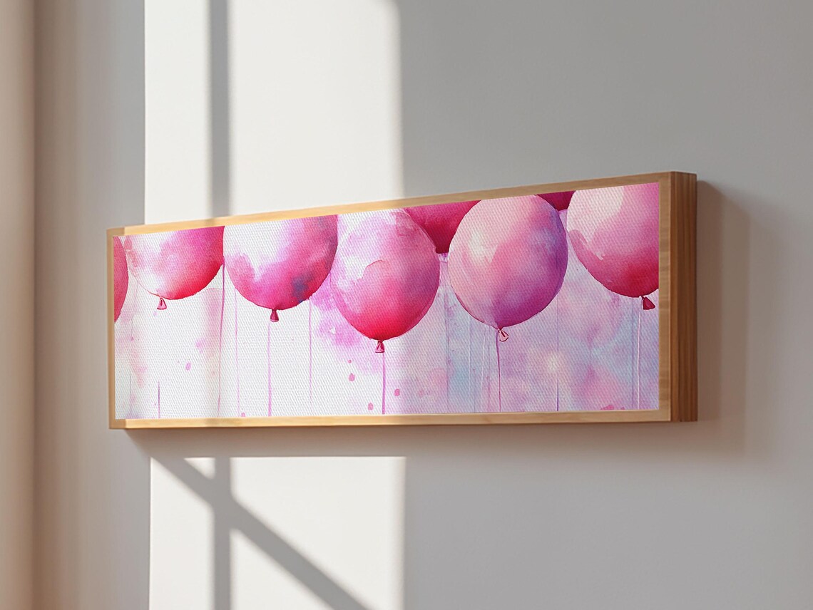 Pink Balloon Party Watercolor Fun Kids Birthday Celebration Wall Art - Image 5