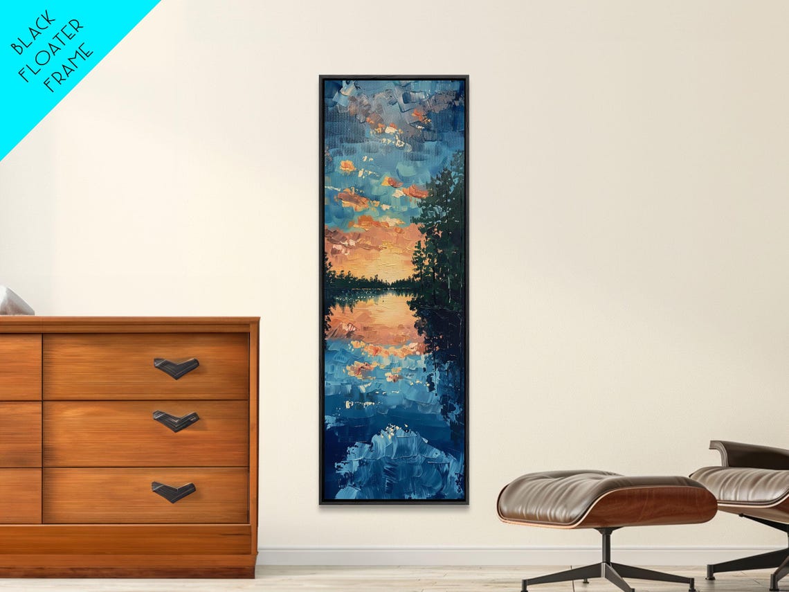 Reflective Sunset Over Calm Waters Minimalist Farmhouse Art For Rustic Decor Boho Style Wall Art In Tall Print - Image 6