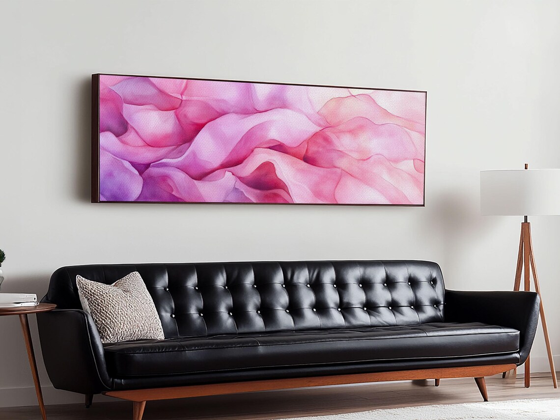Pink Silk Waves Abstract Watercolor Flowing Feminine Wall Art
