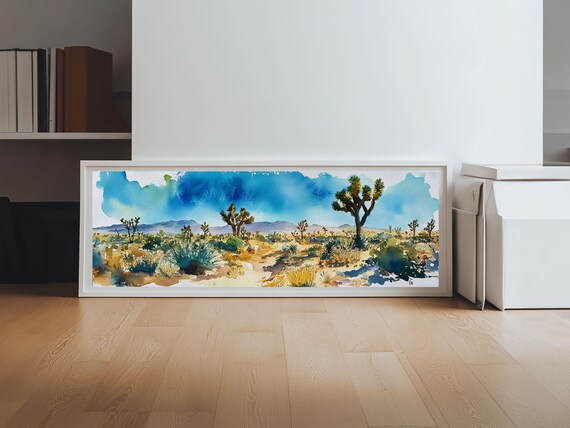 Print Panoramic Landscape Painting Of Joshua Tree California Print Joshua Tree Art California Wall Art Minimalist Desert Art