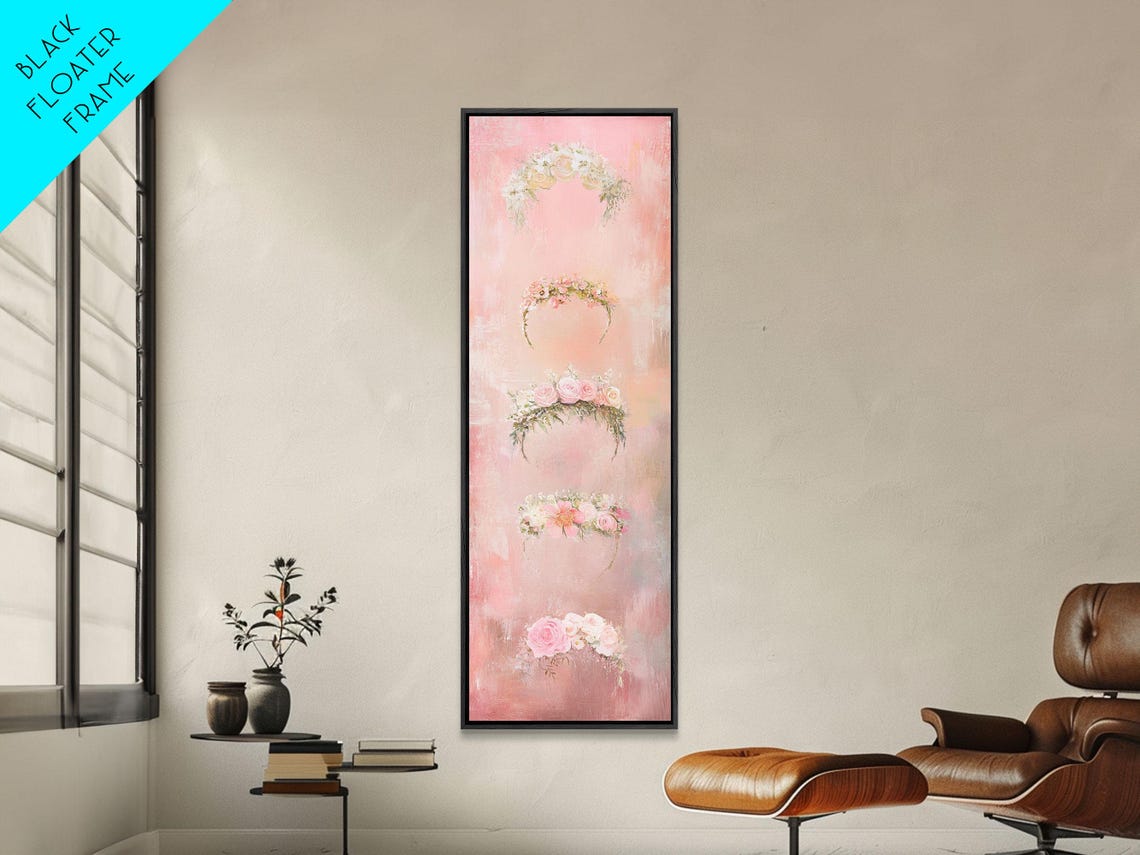 Delicate Floral Crowns Stack Rose Blossom Watercolor Art Poster - Image 3