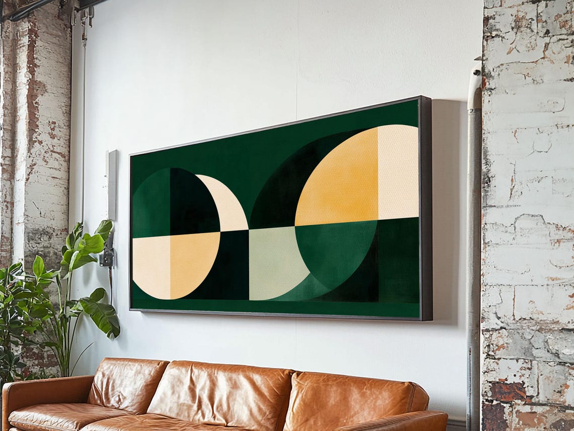 Extra Large Horizontal Emerald Green Geometric Mid Century Modern Wall Art Framed Print Oversized Art Nuevart - Image 4