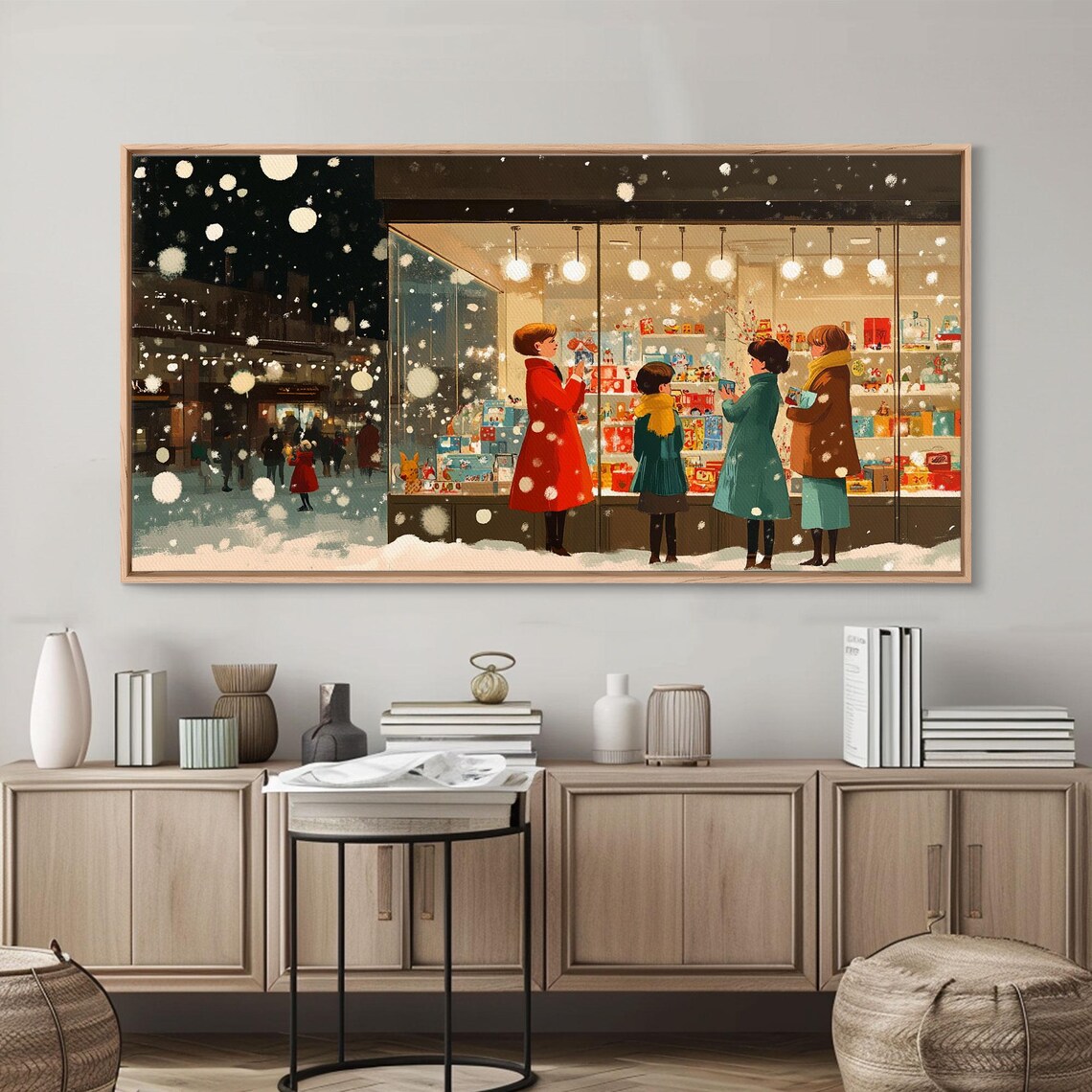Christmas Window Shopping Scene, Nostalgic Holiday Poster - Image 5