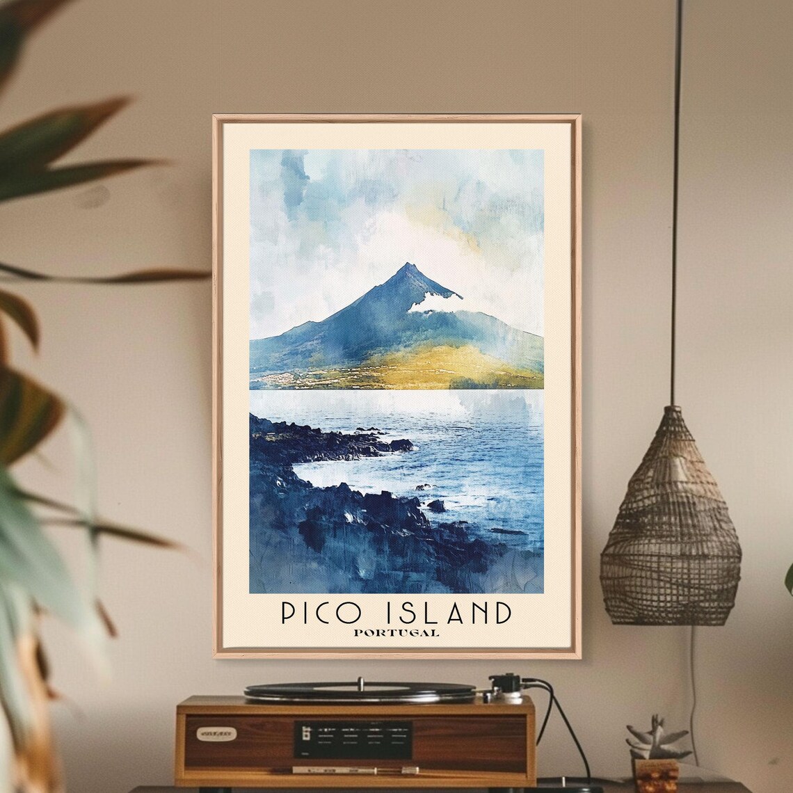 Pico Island Portugal Volcano Cone Black Lava Rocky Shore Sea Poster - Image 2