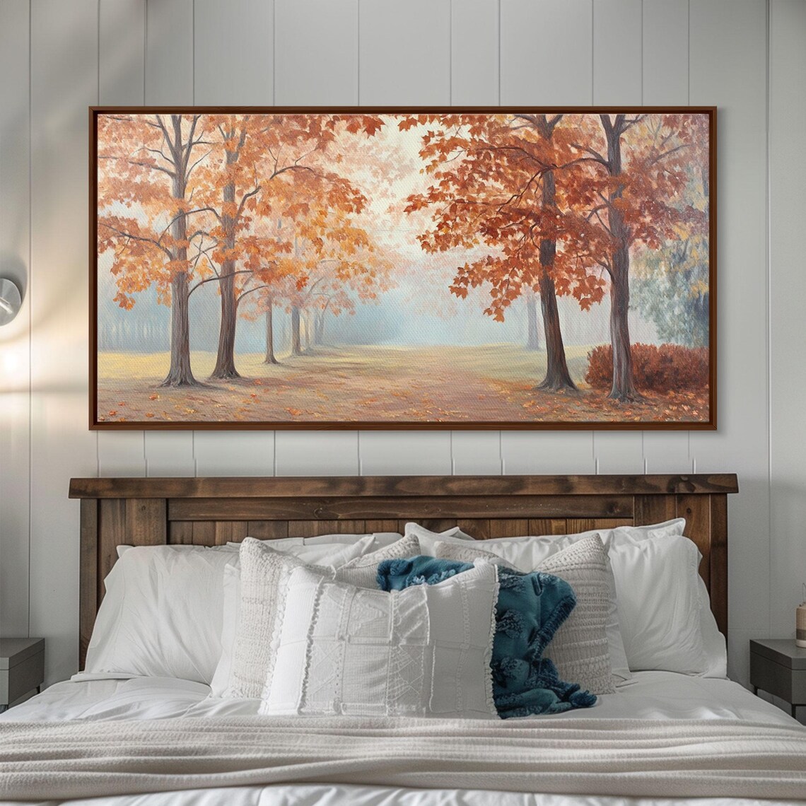 Golden Autumn Maple Trees Along A Peaceful Park Pathway Art Print - Image 3