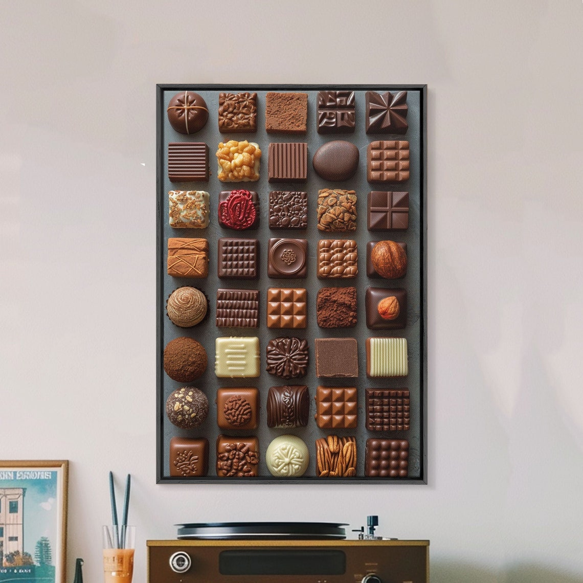 Chocolate Candy Framed And Printed Beige Wall Art Restaurant Wall Art Gift For Baker Home Decor Wall Art For Kitchen - Image 3