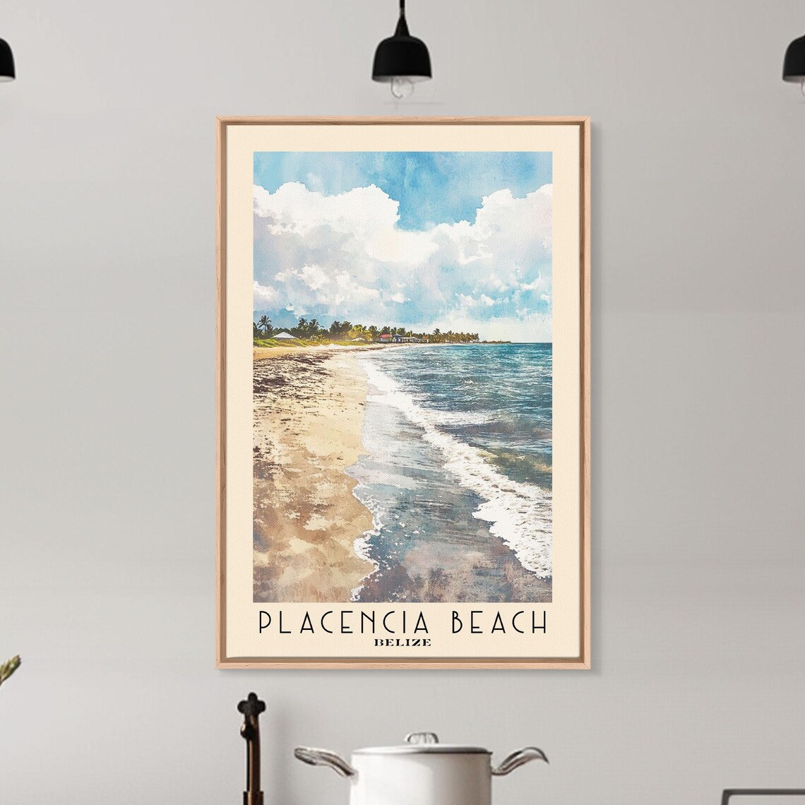 Placencia Beach Belize Long Sandy Shore Blue Surf Ocean View Travel Poster - Image 6
