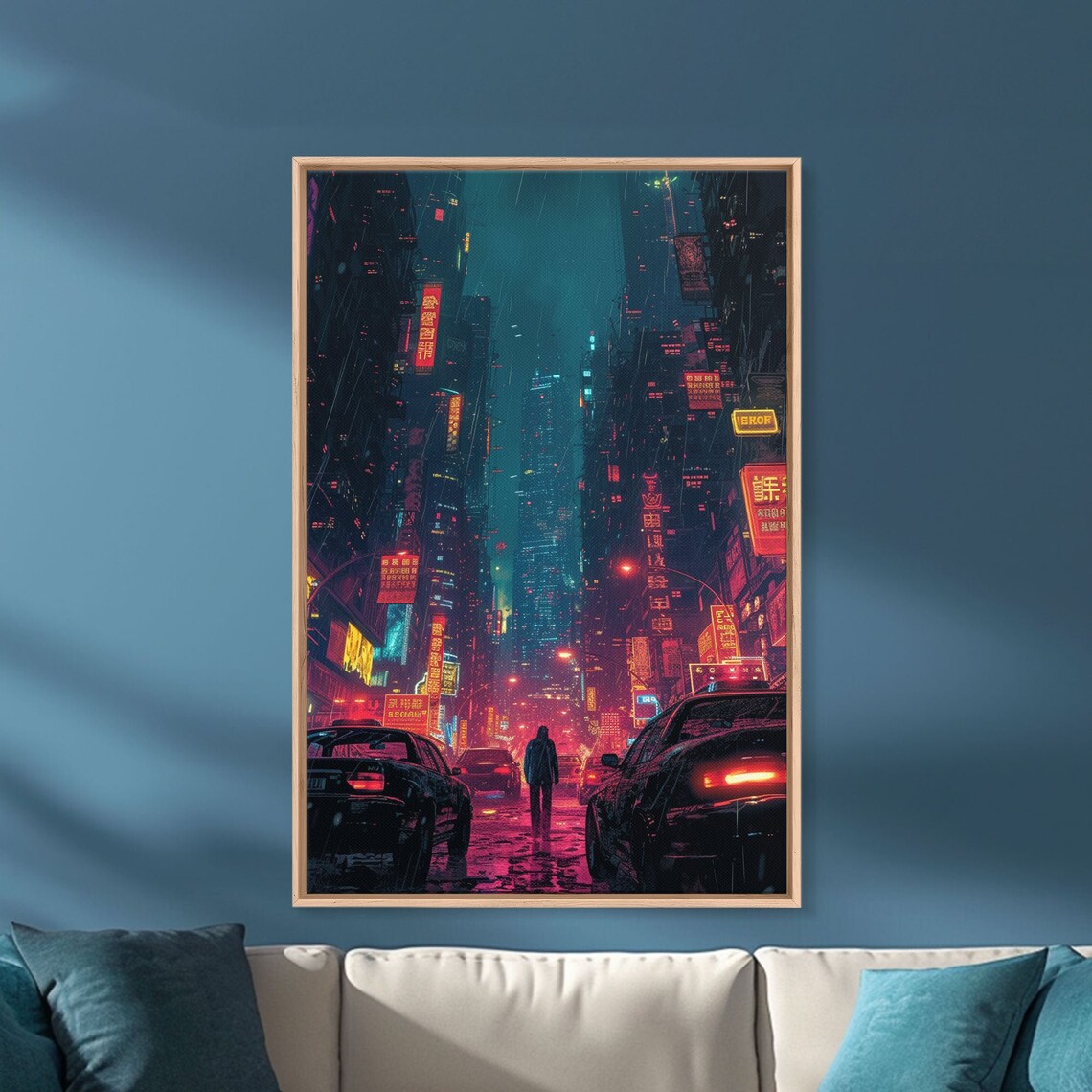 Tokyo Neon Rain Street Japanese City Night Cyberpunk Cityscape Poster - Image 2