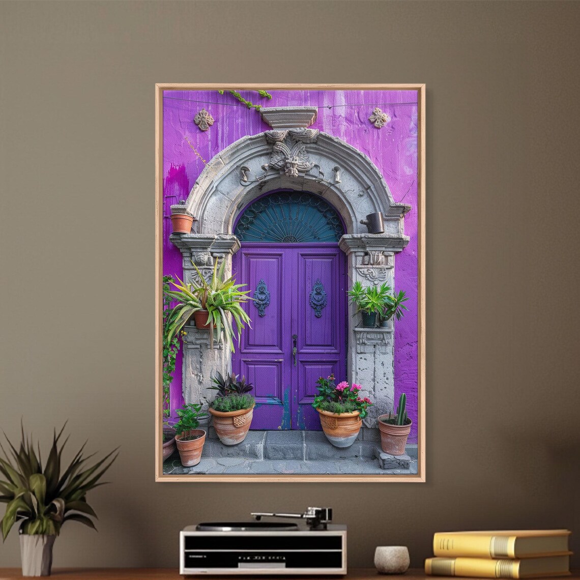 Violet Purple Double Door Stone Arch Fanlight Garden Plants Art Poster - Image 5