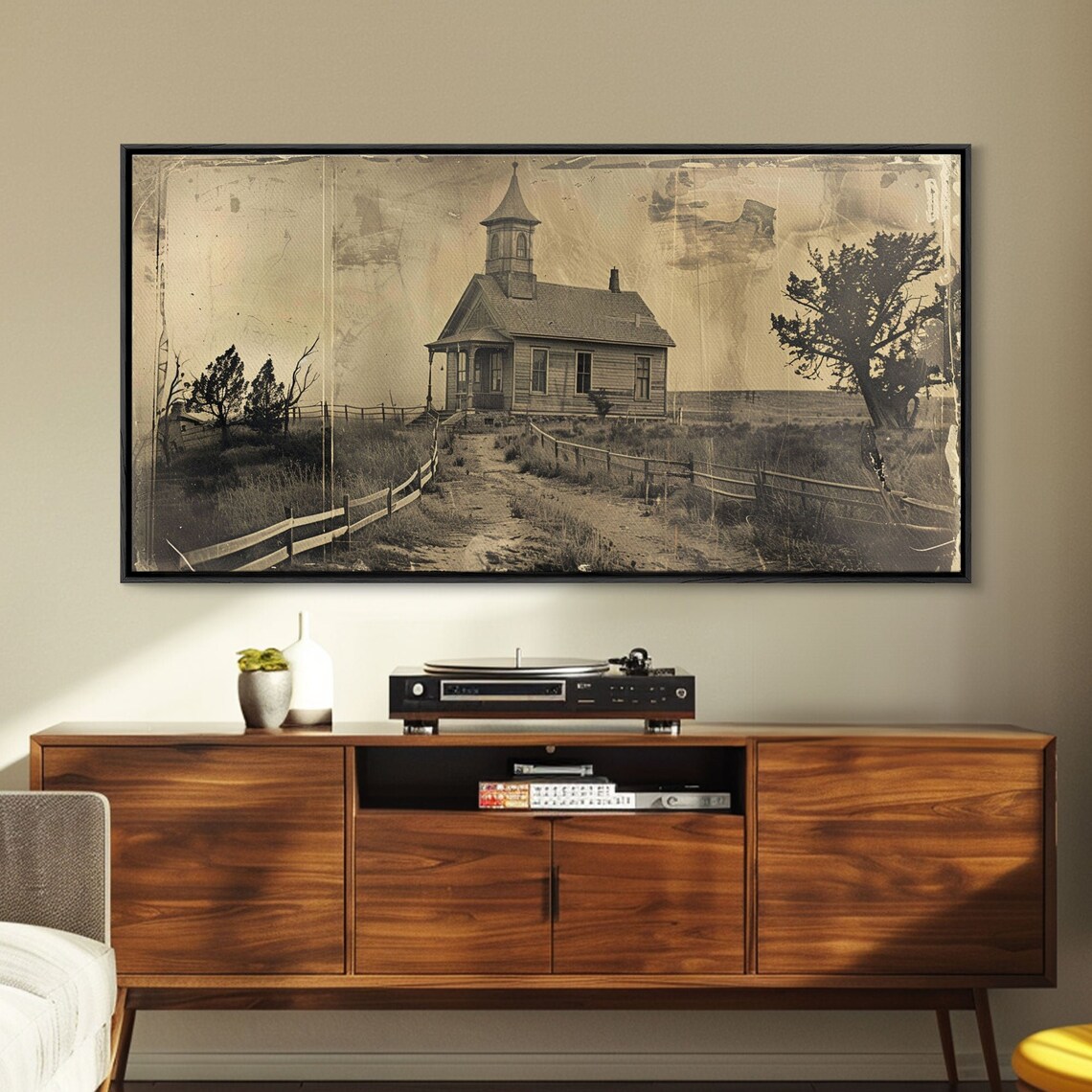 Old Country Church, Vintage Western Scene Art Print - Image 5