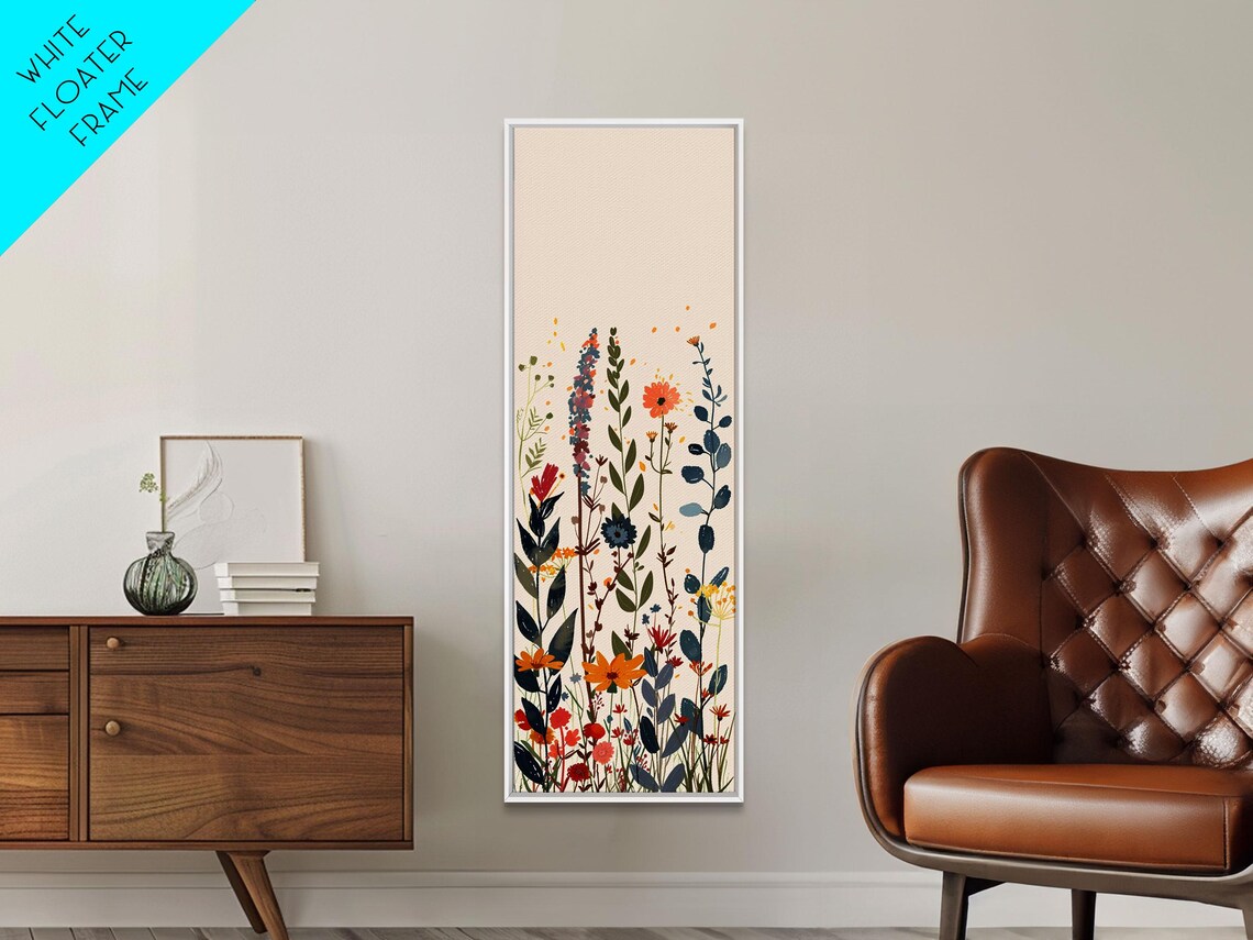 Colorful Wildflower Arrangement Light Cream Background Tall Poster - Image 4