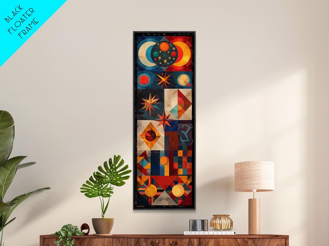 Geometric Cosmic Starry Night Celestial Collage Colorful Art Print - Image 4
