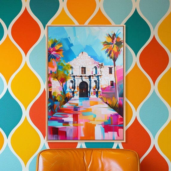 The Alamo In Colorful Abstract Design Framed Print Vibrant Nature Decor Living Room Wall Art Bedroom Decor