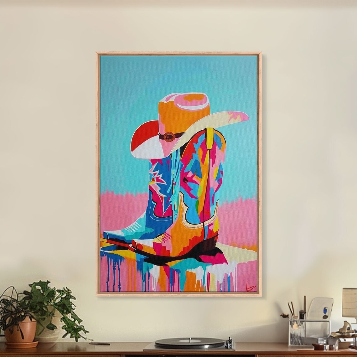Colorful Cowboy Boots And Hat Pop Art Illustration Wall Poster - Image 5