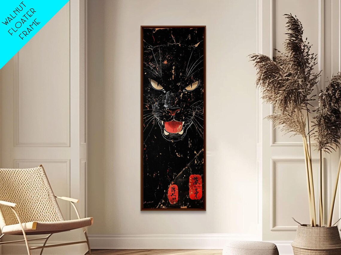 Fierce Black Panther Head Glowing Eyes Dark Grunge Wild Cat Wall Poster - Image 3