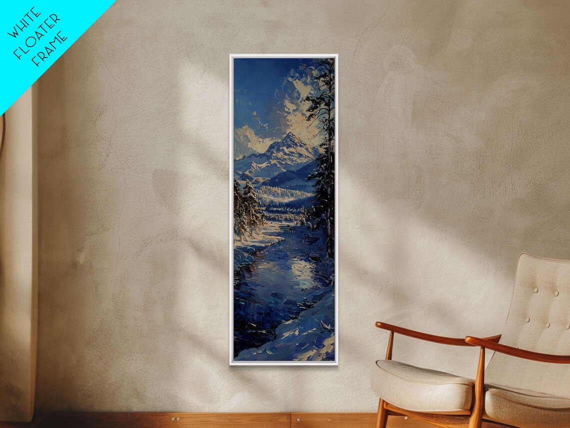 Snow Covered Forest River Winter Wonderland Landscape Painting - Image 5