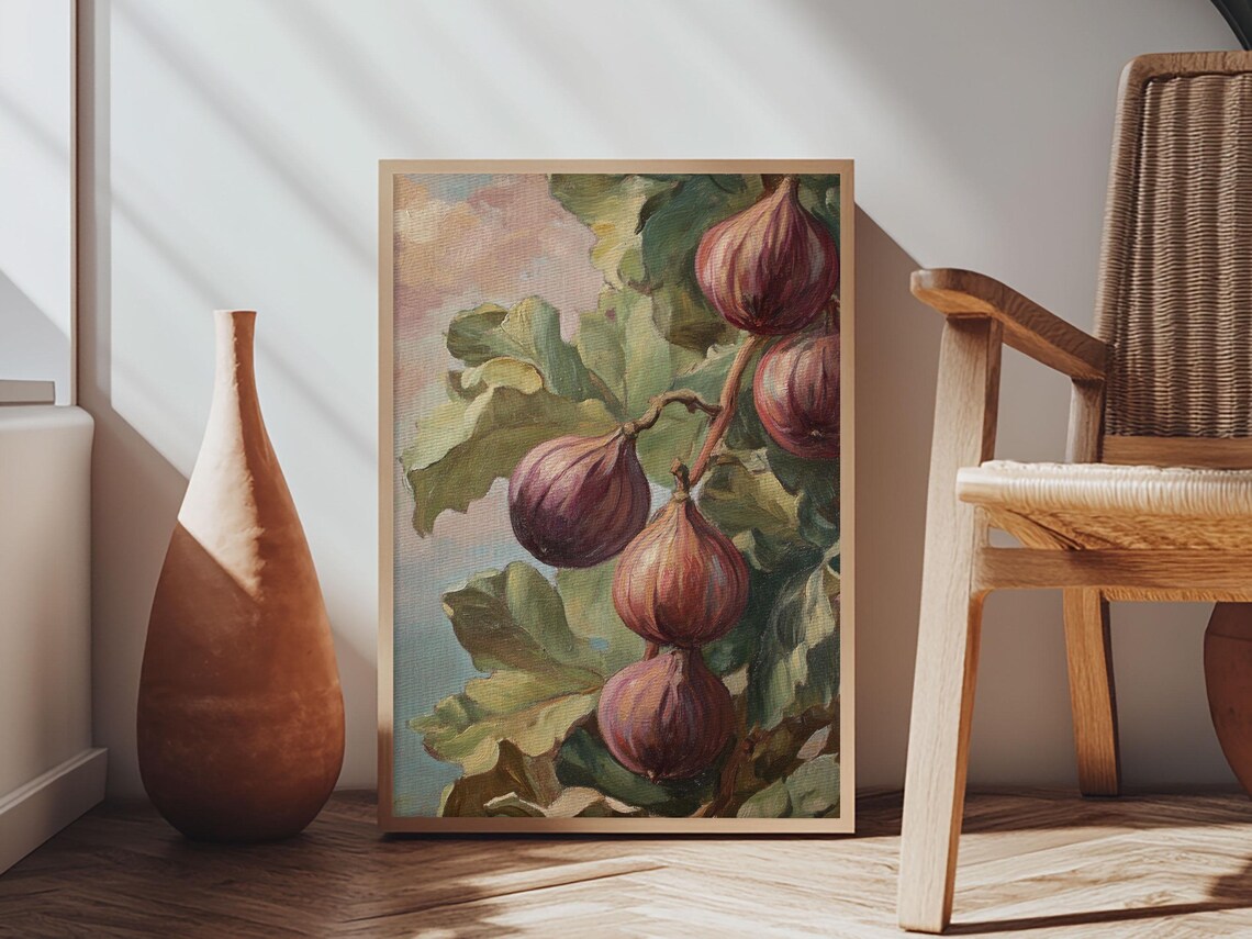 Ripe Figs On The Vine Oil Painting Botanical Kitchen Wall Poster - Image 5