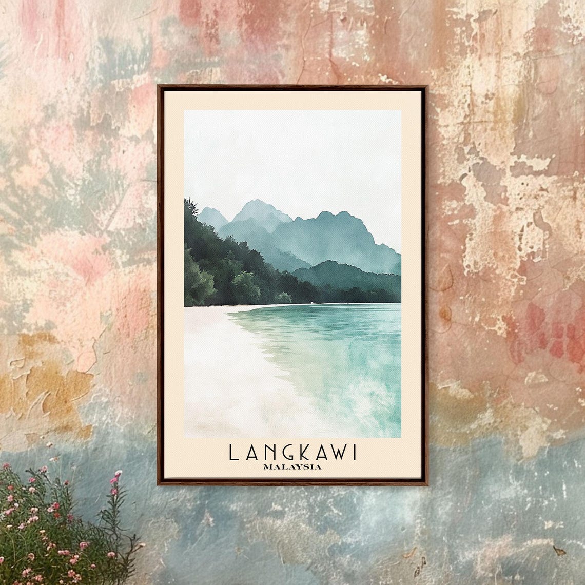 Langkawi Malaysia Misty Karst Peaks White Sand Turquoise Shore Poster - Image 4