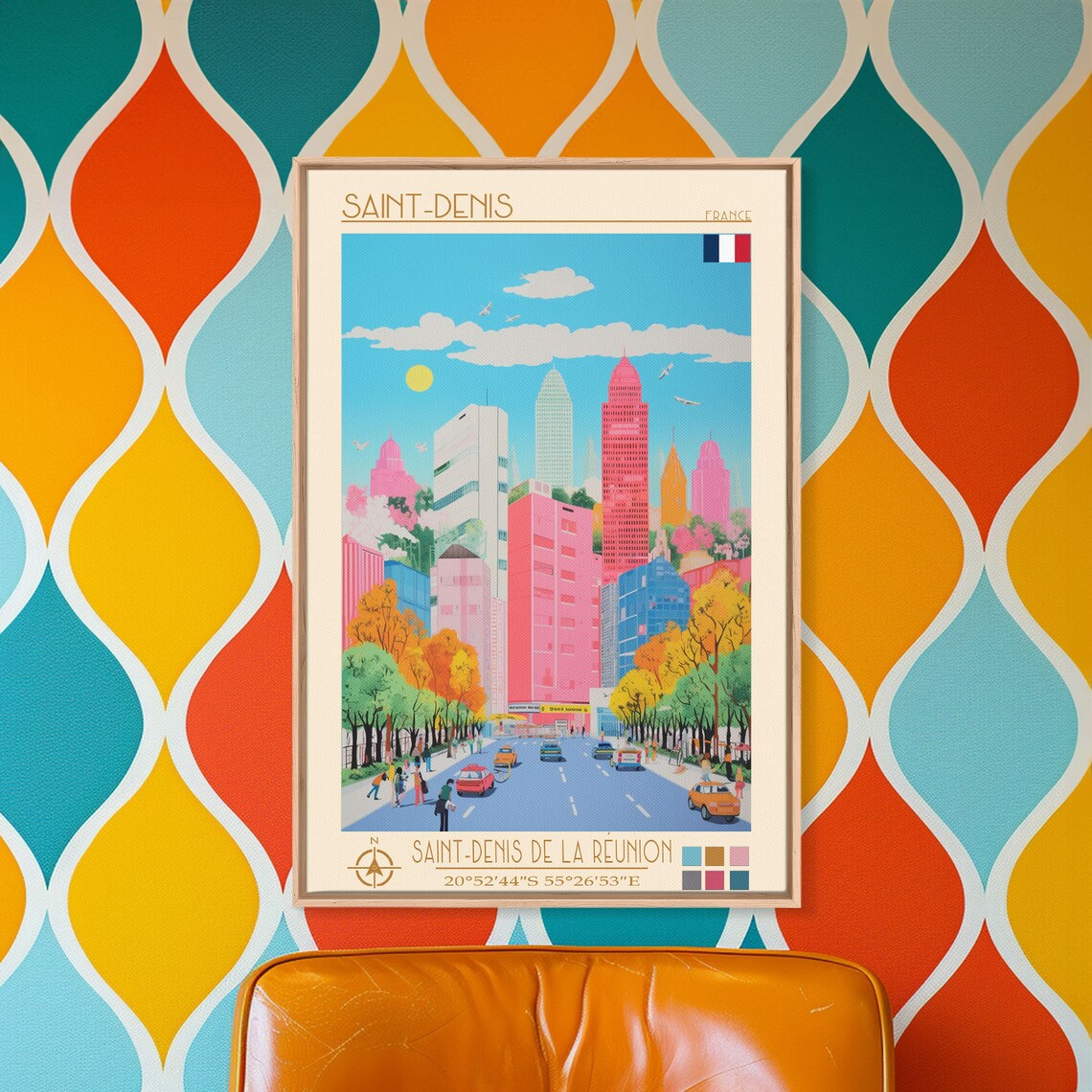 Saint Denis France Skyscraper Boulevard Street Scene Travel Poster - Image 2