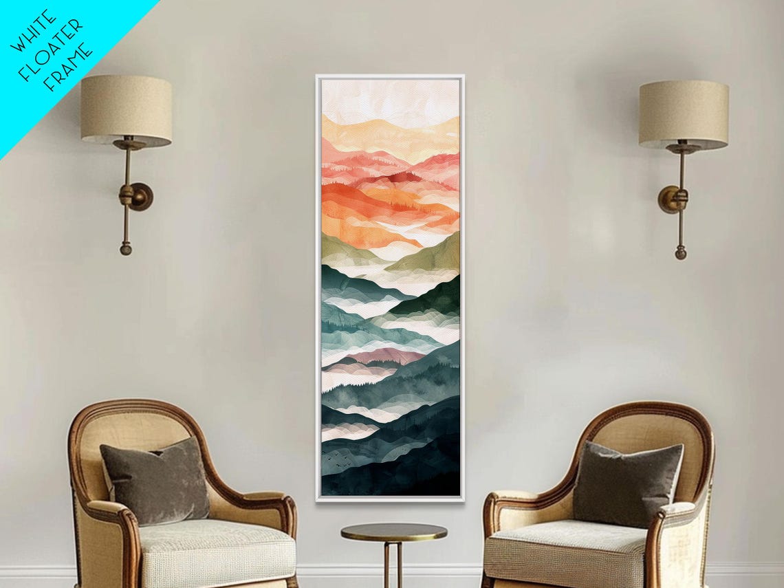 Layered Mountain Ridges In Soft Pastel Watercolor Hues Art Print - Image 5