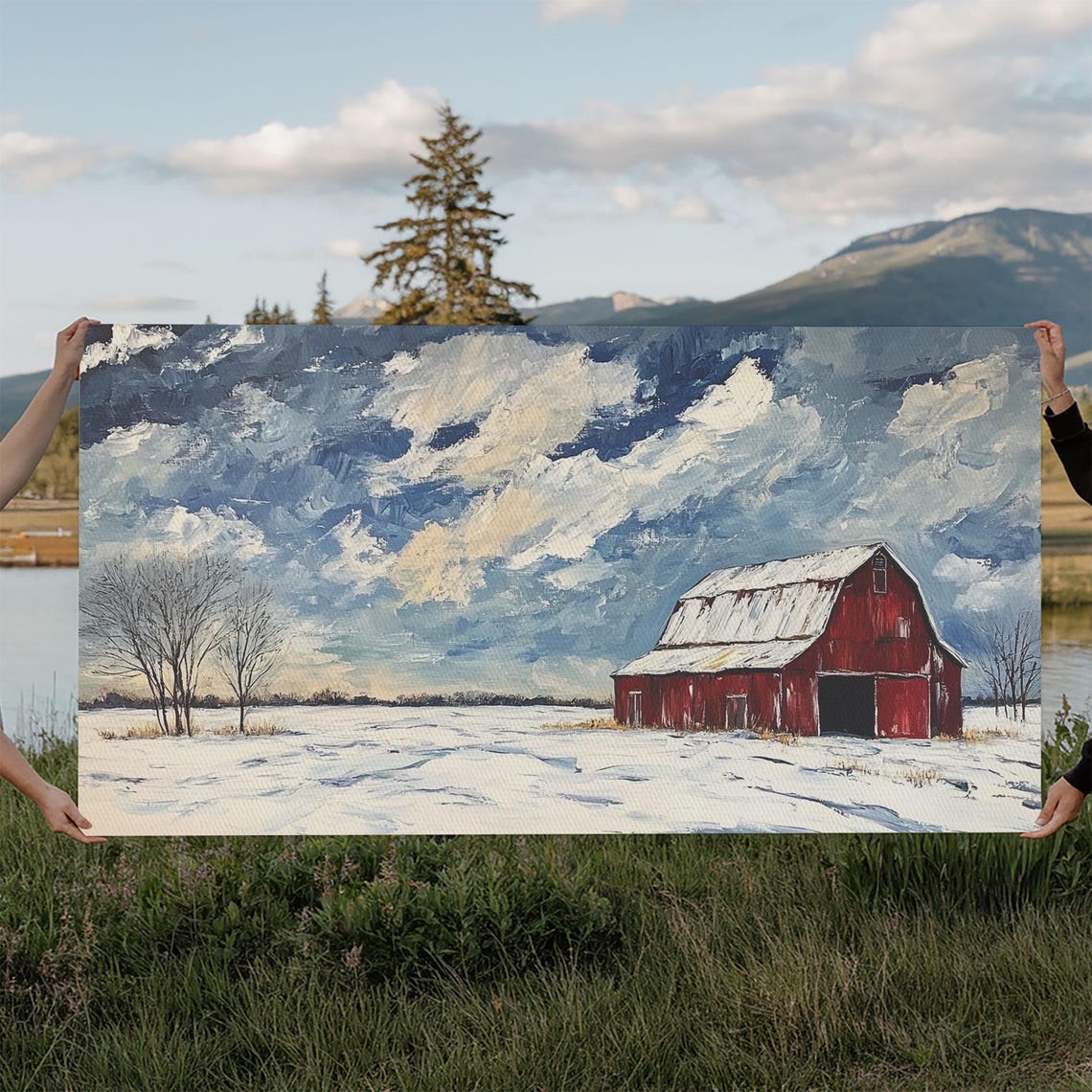 Rustic Barn Wall Art Panoramic Farmhouse Farmhouse Wall Decor Old Barn Painting Print Wood Background Rustic Wall Decor - Image 6