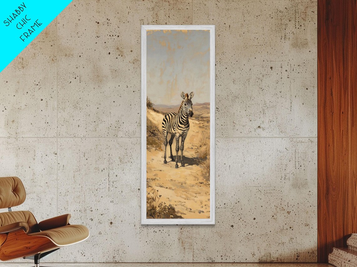 Zebra in Golden Savanna Grassland Painterly Wildlife Wall Art - Image 6