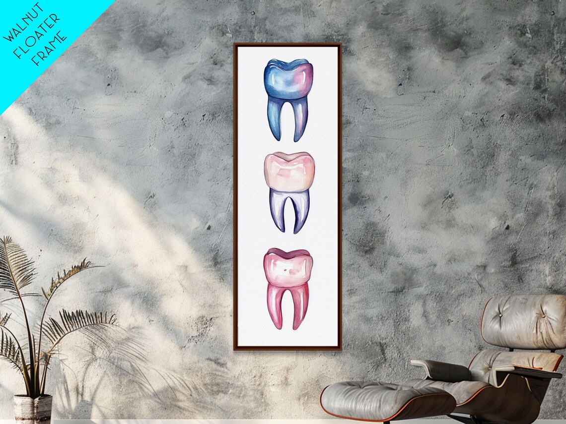 Watercolor Teeth Trio Dental Anatomy Office Wall Decor Poster - Image 3