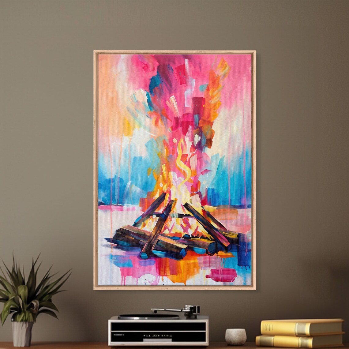 Abstract Campfire With Colorful Flames Modern Fire Art Poster - Image 5