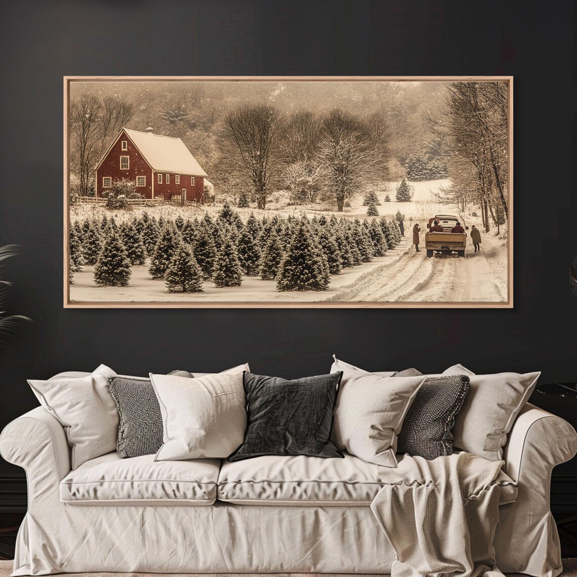 Snowy Farmhouse Christmas Tree, Rustic Holiday Art Print - Image 3