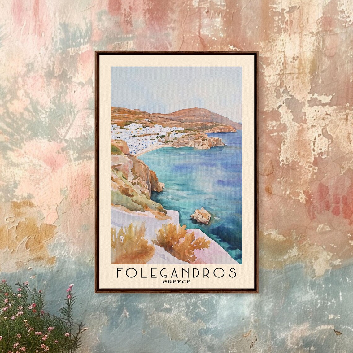 Folegandros Greece Whitewashed Cliff Town Aegean Bay View Poster - Image 4